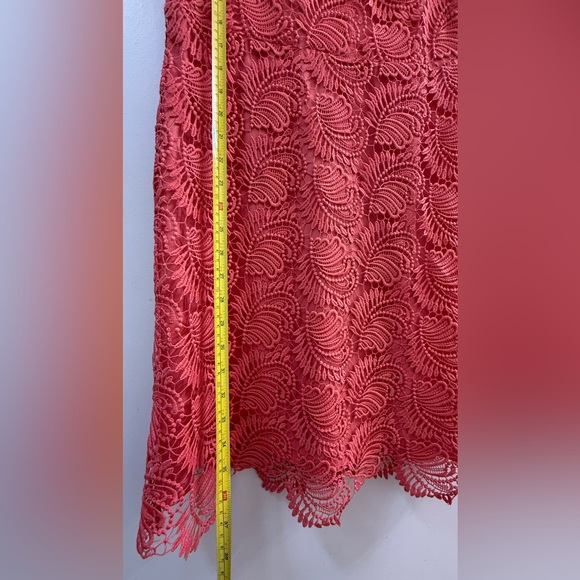 NWT LOFT Coral Pink Floral Lace Sheath Dress Size 6 $98 - Picture 6 of 9
